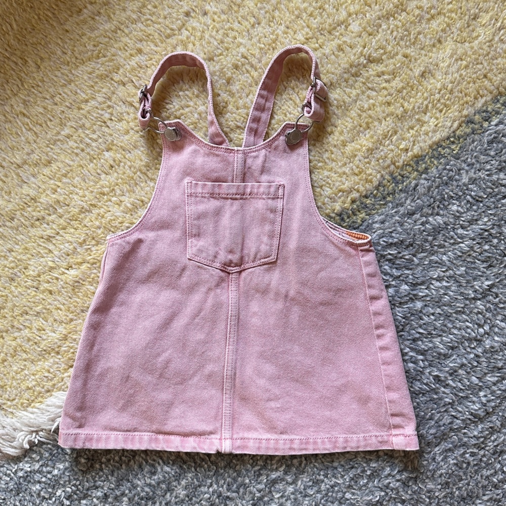 Zara Pink Denim Overall Dress 12-18 / 82 cm